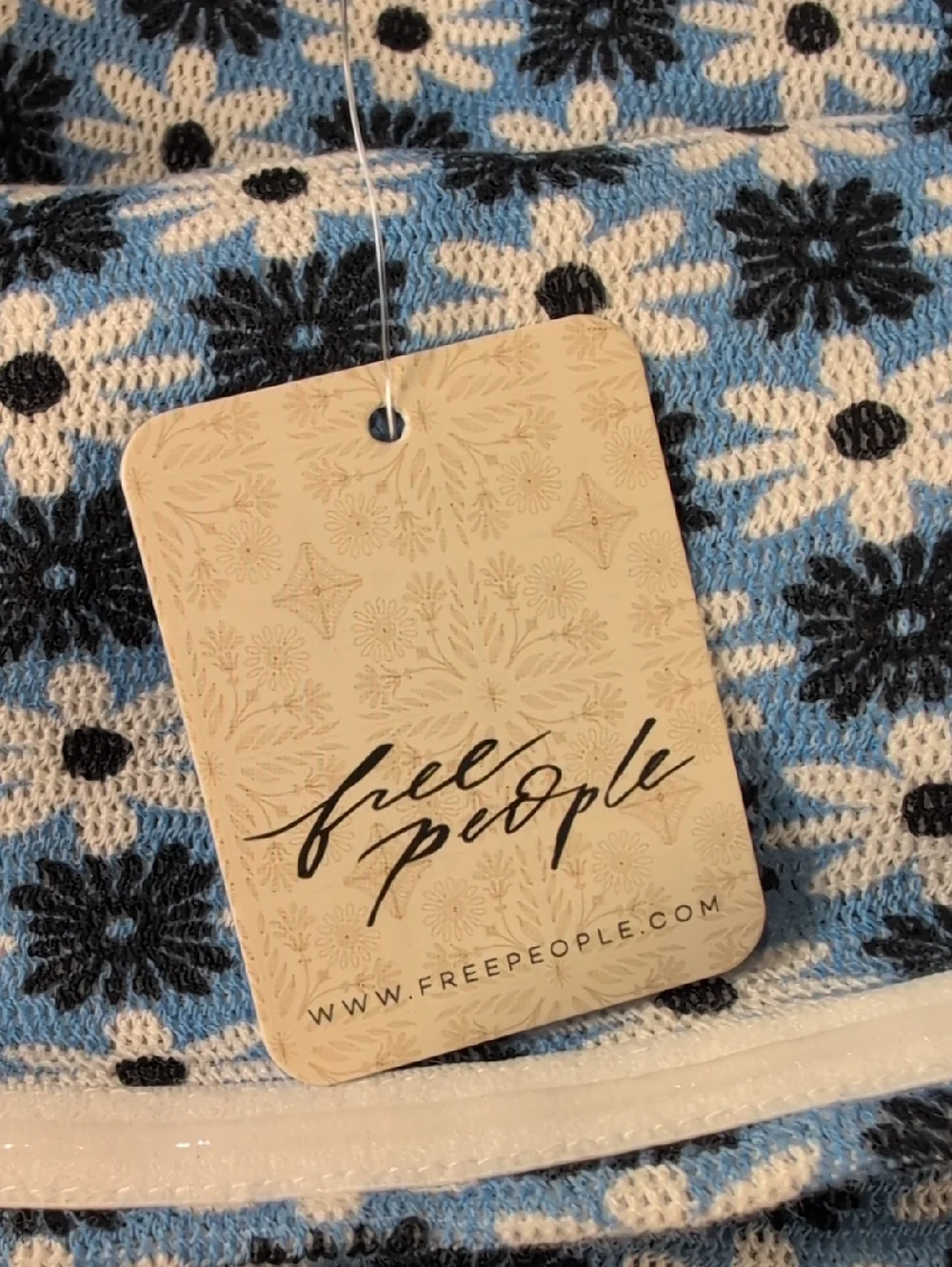 Free People Boulevard Floral Cotton Knit Tube Top in Blue Vista Combo Size Large